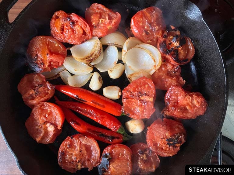 Charred Vegetables for Salsa Roja