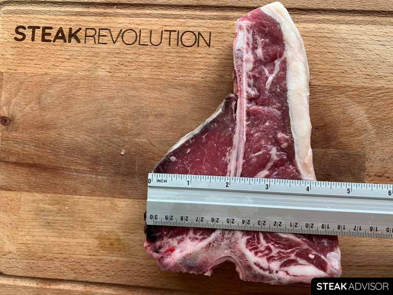 A portion of 2-inch filet mignon in a porterhouse steak