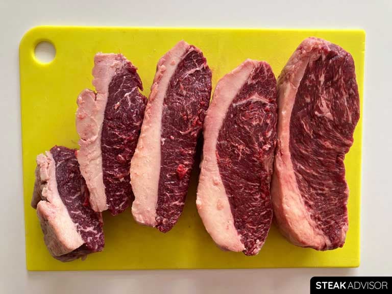 Five 1.5-inch thick Coulotte steaks