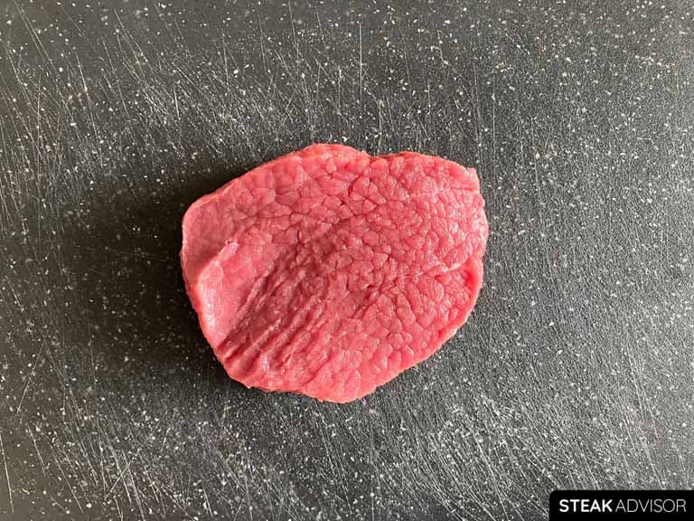 Freshly cut eye of round steak