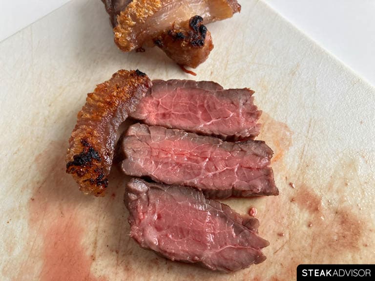 Gray band on a steak caused by broiling without flipping
