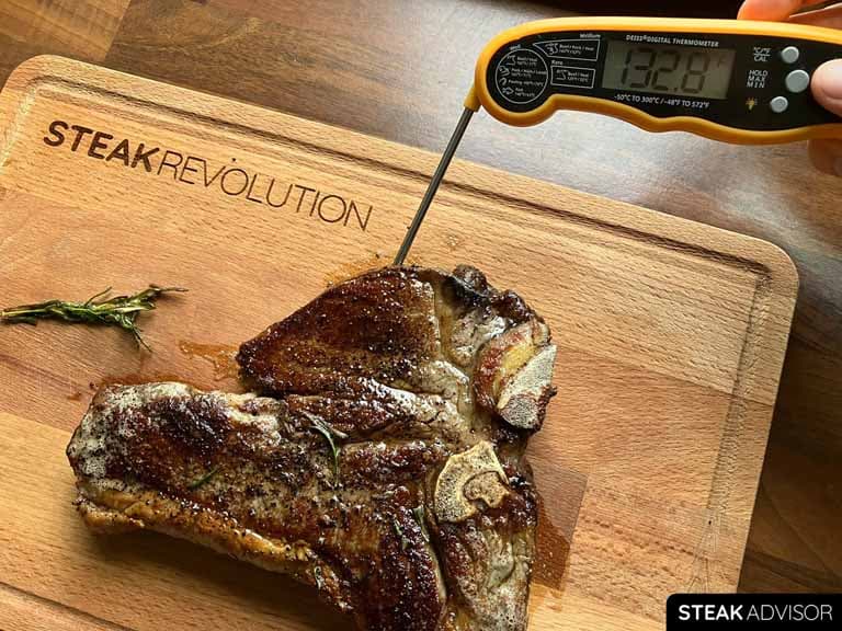 Internal Porterhouse Steak filet section Temperature 132