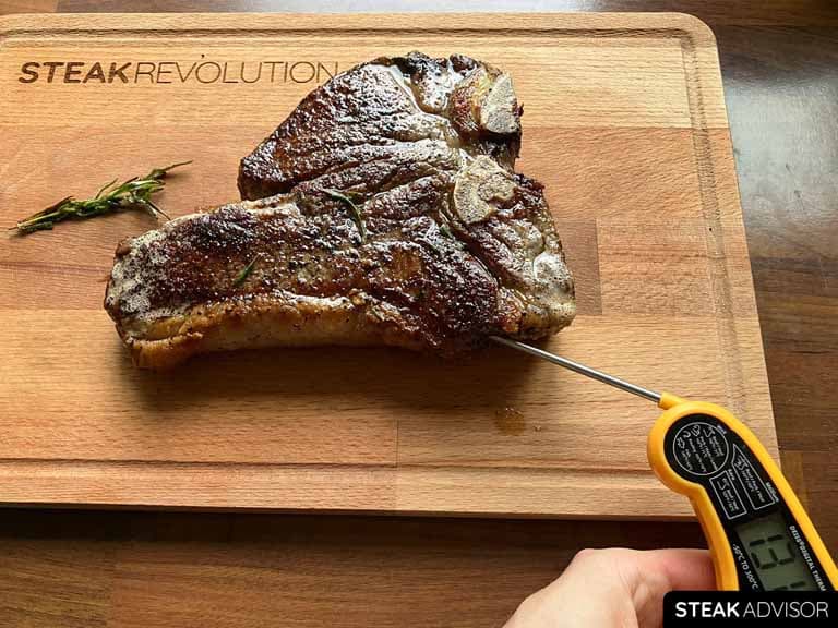 Internal Porterhouse Steak strip section Temperature 131