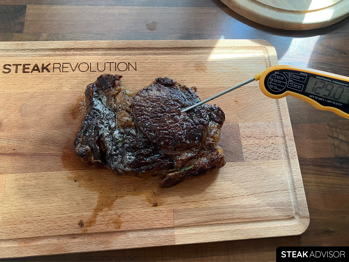 Internal Ribeye Steak Temperature 129 F