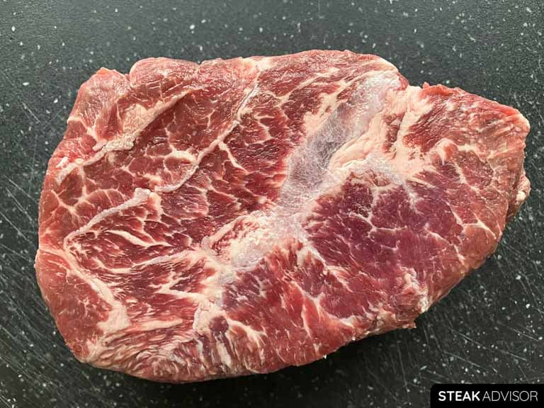 Intramuscular fat and sinew content in top blade steak
