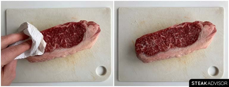 Preparing the Steak for Searing