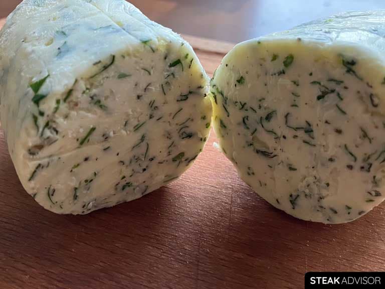 steak butter with fresh parsley, rosemary, salt, and pepper