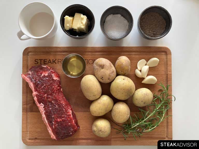 Recipe ingredients for steak and mashed potatoes