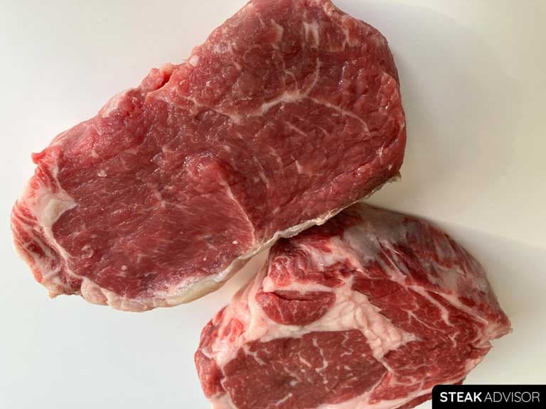 Ribeye steak muscles vs new york strip