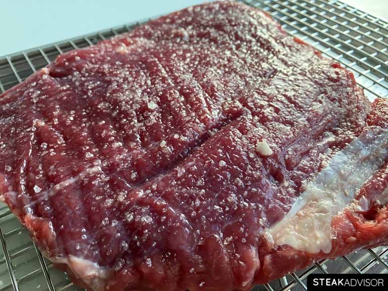 Salted bavette steak 5 minutes later