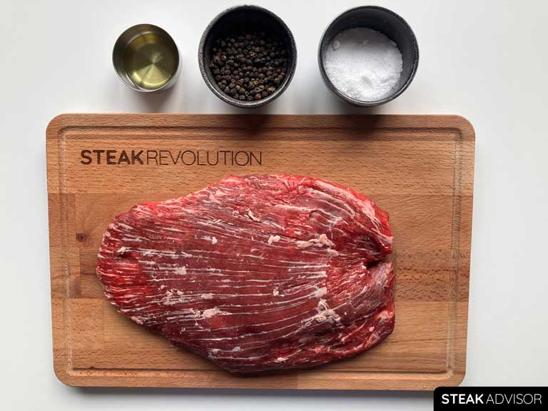 all ingredients for pan seared flank steak