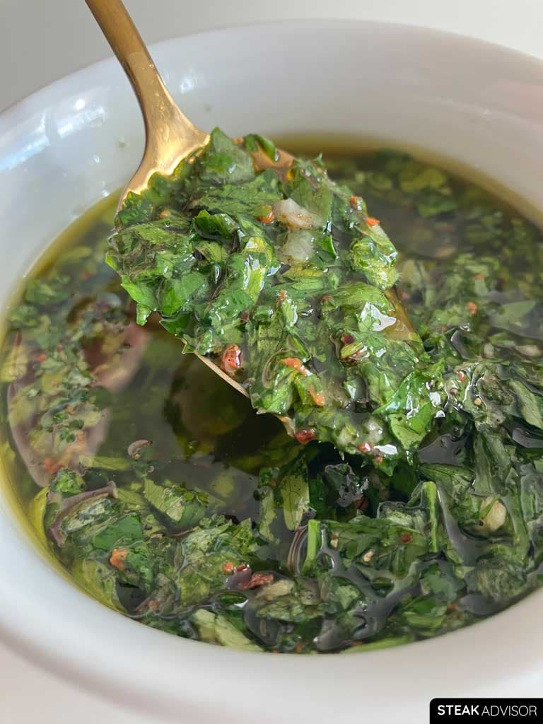 chimichurri sauce in a bowl