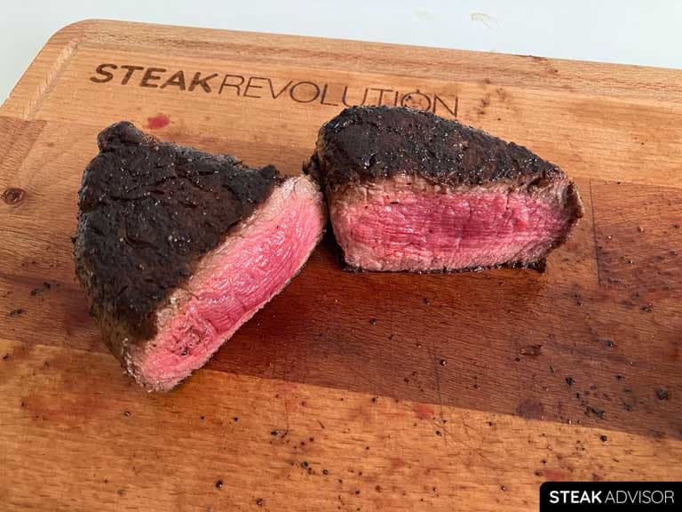 cooked USDA PRIME angus filet mignon