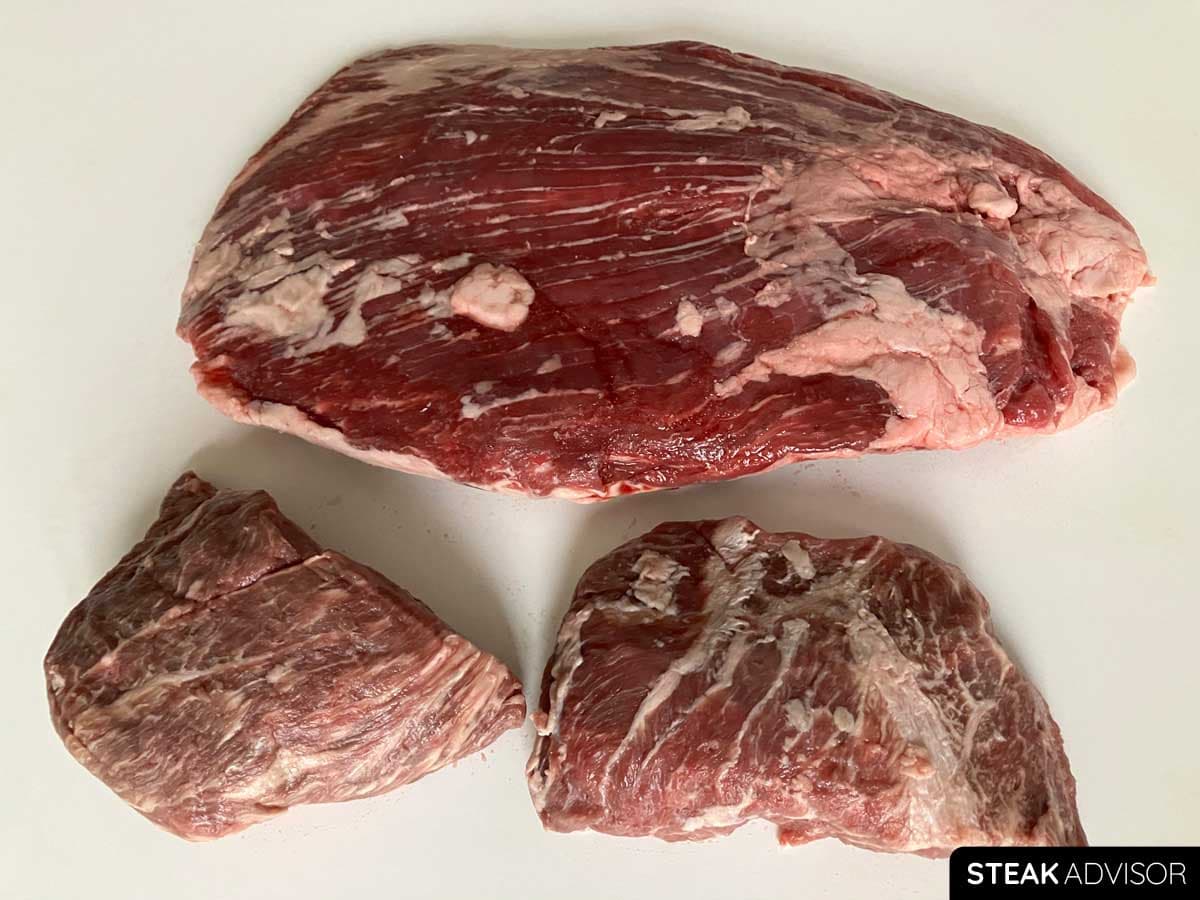 Flank steak and two flat iron steaks