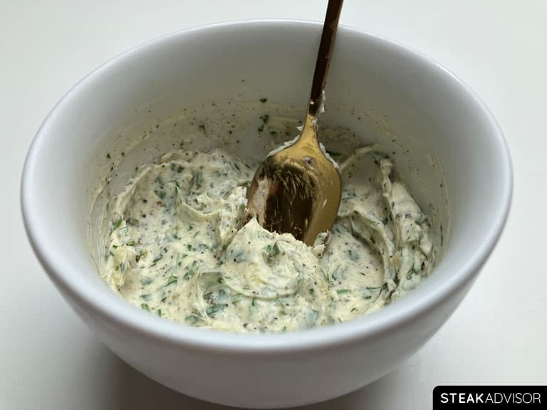 garlic-herb compound butter in a bowl