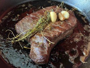 pan seared bavette steak
