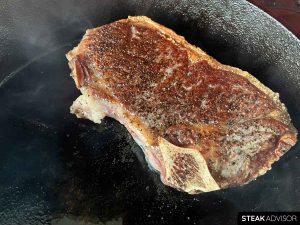 pan seared bone in new york strip