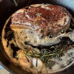 Pan seared bone-in ribeye steak