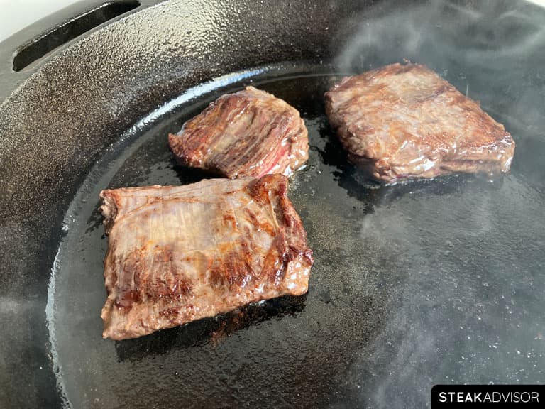 pan seared outside skirt steaks
