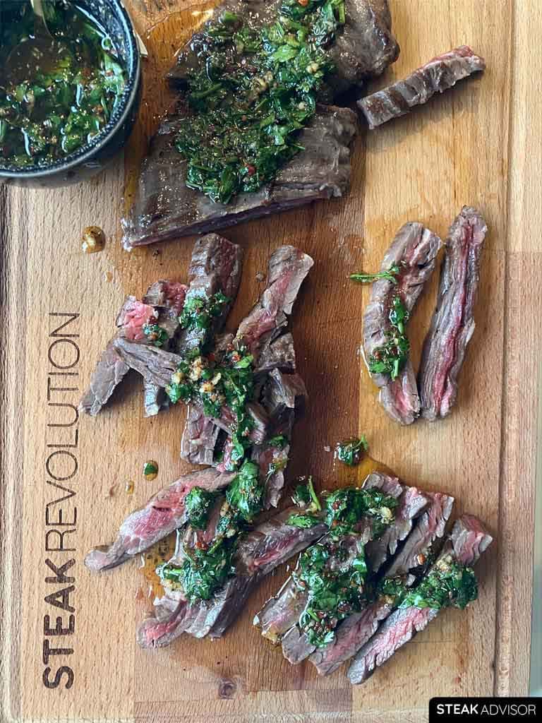 pan seared skirt steak with chimichurri sauce