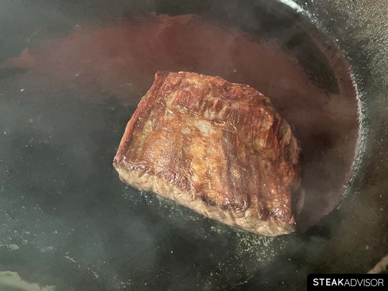 Pan-seared skirt steak.
