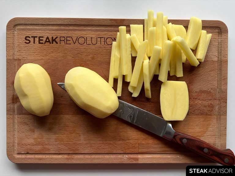 Peeled and sliced potatoes
