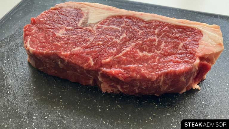 raw strip steak