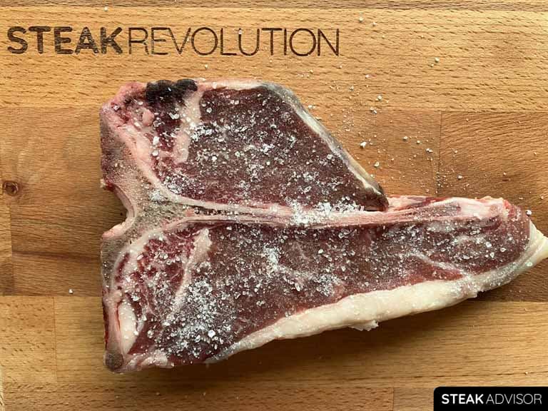 Salt seasoned porterhouse steak