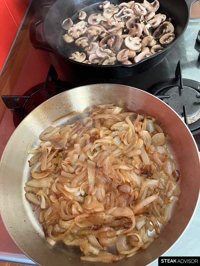 sauteed mushrooms and caramelized onions