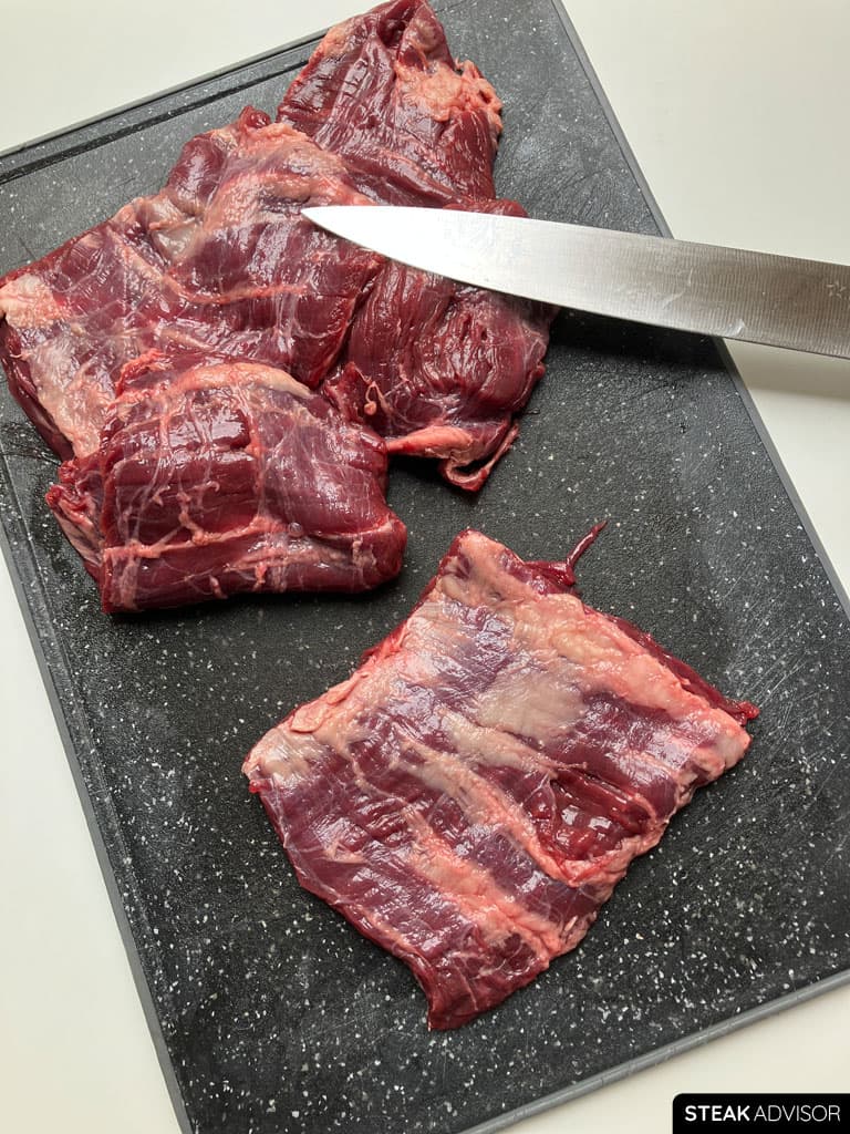Skirt steaks trimmed and cut into smaller pieces
