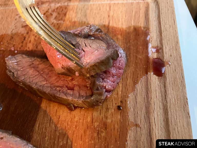 Slice of a cooked flank steak