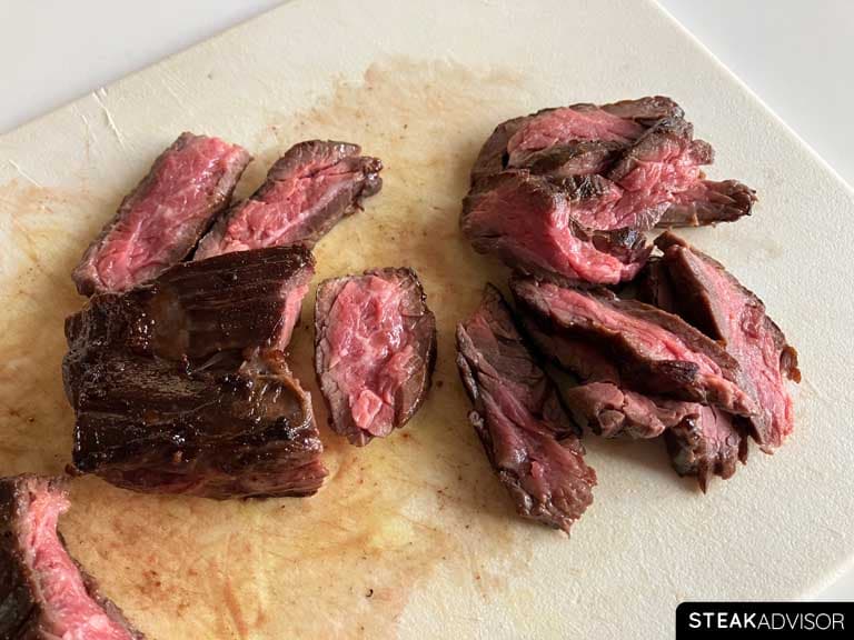 Skirt steak sliced thinly against the grain